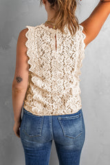 Scalloped V-Neck Lace Tank - SHE BADDY© ONLINE WOMEN FASHION & CLOTHING STORE