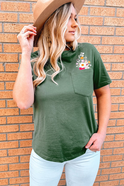 Graphic Round Neck Pocket Tee - SHE BADDY© ONLINE WOMEN FASHION & CLOTHING STORE