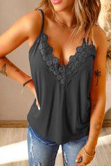 Full Size Lace Trim V-Neck Cami Top - SHE BADDY© ONLINE WOMEN FASHION & CLOTHING STORE
