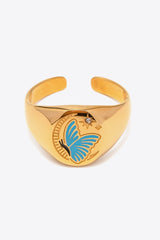 Butterfly Pattern Stainless Steel Open Ring - SHE BADDY© ONLINE WOMEN FASHION & CLOTHING STORE