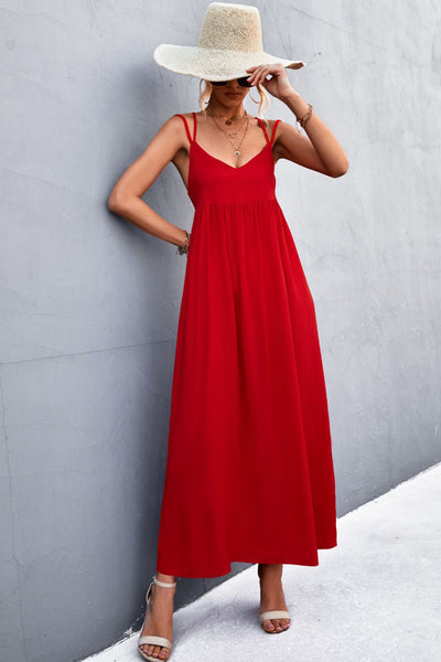 Double Strap Tie Back Dress - SHE BADDY© ONLINE WOMEN FASHION & CLOTHING STORE