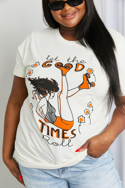 mineB Full Size LET THE GOOD TIMES ROLL Graphic Tee - SHE BADDY© ONLINE WOMEN FASHION & CLOTHING STORE