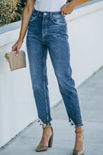 Ripped Ankle Straight Jeans with Pockets - SHE BADDY© ONLINE WOMEN FASHION & CLOTHING STORE