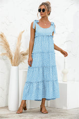 Polka Dot Adjustable Straps Tiered Dress - SHE BADDY© ONLINE WOMEN FASHION & CLOTHING STORE