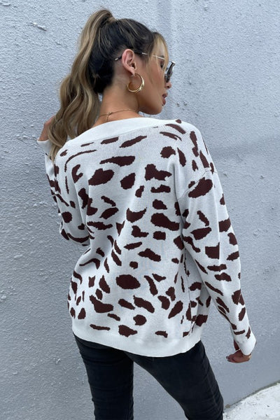 Animal Print Button Front Sweater Cardigan - SHE BADDY© ONLINE WOMEN FASHION & CLOTHING STORE