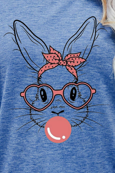 Easter Bunny Graphic Round Neck T-Shirt - SHE BADDY© ONLINE WOMEN FASHION & CLOTHING STORE