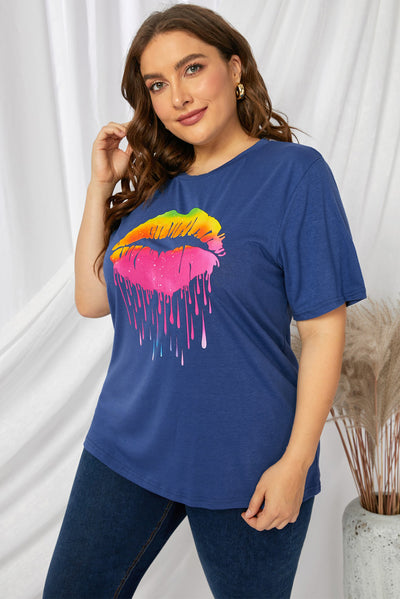 Plus Size Lip Graphic Tee Shirt - SHE BADDY© ONLINE WOMEN FASHION & CLOTHING STORE