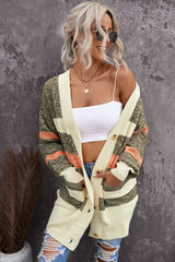 Striped Button Down Longline Cardigan with Pockets - SHE BADDY© ONLINE WOMEN FASHION & CLOTHING STORE