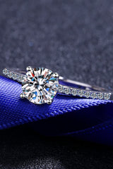 1 Carat Moissanite Rhodium-Plated Side Stone Ring - SHE BADDY© ONLINE WOMEN FASHION & CLOTHING STORE