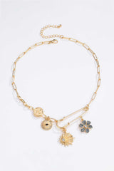 Rhinestone Flower Paperclip Chain Necklace - SHE BADDY© ONLINE WOMEN FASHION & CLOTHING STORE