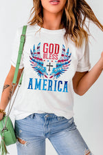 GOD BLESS AMERICA Cuffed Tee Shirt - SHE BADDY© ONLINE WOMEN FASHION & CLOTHING STORE