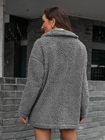 Zip-Up Collared Teddy Jacket - SHE BADDY© ONLINE WOMEN FASHION & CLOTHING STORE