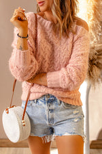 Cable-Knit Eyelash Sweater - SHE BADDY© ONLINE WOMEN FASHION & CLOTHING STORE