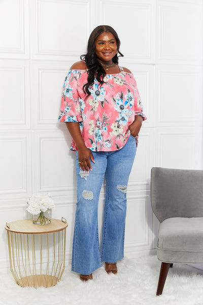 Sew In Love Full Size Fresh Take  Floral Cold-Shoulder Top - SHE BADDY© ONLINE WOMEN FASHION & CLOTHING STORE