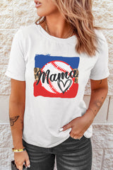 MAMA Heart Graphic Round Neck T-Shirt - SHE BADDY© ONLINE WOMEN FASHION & CLOTHING STORE