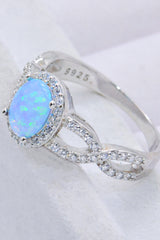 925 Sterling Silver Opal Halo Ring - SHE BADDY© ONLINE WOMEN FASHION & CLOTHING STORE