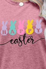 HAPPY EASTER Graphic Round Neck T-Shirt - SHE BADDY© ONLINE WOMEN FASHION & CLOTHING STORE