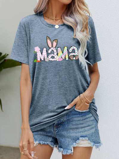 Easter MAMA Graphic Round Neck T-Shirt - SHE BADDY© ONLINE WOMEN FASHION & CLOTHING STORE