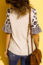 Easter Leopard Waffle-Knit Flounce Sleeve Top - SHE BADDY© ONLINE WOMEN FASHION & CLOTHING STORE