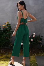 Decorative Button Wide Leg Cropped Jumpsuit - SHE BADDY© ONLINE WOMEN FASHION & CLOTHING STORE