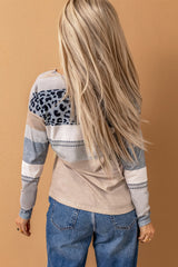 Leopard Color Block Drop Shoulder Top - SHE BADDY© ONLINE WOMEN FASHION & CLOTHING STORE