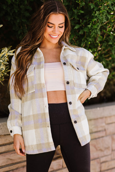 Plaid Dropped Shoulder Pocket Shacket - SHE BADDY© ONLINE WOMEN FASHION & CLOTHING STORE