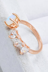 Natural Moonstone and Zircon Heart Open Ring - SHE BADDY© ONLINE WOMEN FASHION & CLOTHING STORE