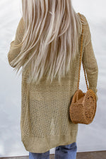 Openwork Dropped Shoulder Open Front Cardigan - SHE BADDY© ONLINE WOMEN FASHION & CLOTHING STORE