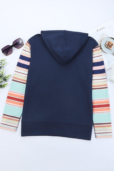 Striped Color Block Zip Up Jacket - SHE BADDY© ONLINE WOMEN FASHION & CLOTHING STORE