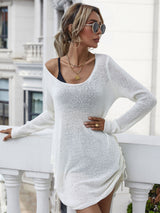 Drawstring Detail Open Back Scoop Neck Knit Top - SHE BADDY© ONLINE WOMEN FASHION & CLOTHING STORE