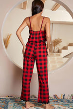 Plaid Lace Trim Spaghetti Strap Jumpsuit - SHE BADDY© ONLINE WOMEN FASHION & CLOTHING STORE