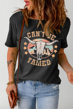 CAN'T BE TAMED Graphic Short Sleeve Tee - SHE BADDY© ONLINE WOMEN FASHION & CLOTHING STORE
