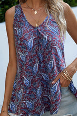 Printed Slit Scoop Neck Tank - SHE BADDY© ONLINE WOMEN FASHION & CLOTHING STORE