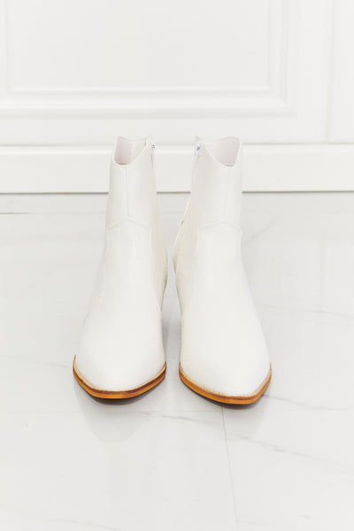 MMShoes Watertower Town Faux Leather Western Ankle Boots in White - SHE BADDY© ONLINE WOMEN FASHION & CLOTHING STORE