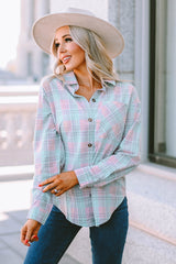 Plaid Button-Up Dropped Shoulder Shirt - SHE BADDY© ONLINE WOMEN FASHION & CLOTHING STORE