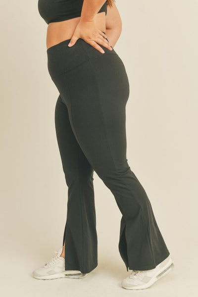 Kimberly C Full Size Slit Flare Leg Pants in Black - SHE BADDY© ONLINE WOMEN FASHION & CLOTHING STORE