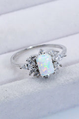 925 Sterling Silver Zircon and Opal Ring - SHE BADDY© ONLINE WOMEN FASHION & CLOTHING STORE