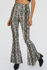 Snakeskin Print Flare Pants - SHE BADDY© ONLINE WOMEN FASHION & CLOTHING STORE