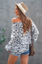 Printed Off-Shoulder Tied Balloon Sleeve Blouse - SHE BADDY© ONLINE WOMEN FASHION & CLOTHING STORE