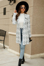 Printed Open Front Lapel Collar Cardigan with Pockets - SHE BADDY© ONLINE WOMEN FASHION & CLOTHING STORE