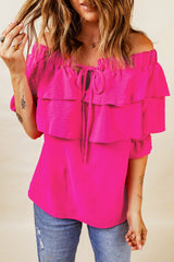 Tied Off-Shoulder Layered Blouse - SHE BADDY© ONLINE WOMEN FASHION & CLOTHING STORE