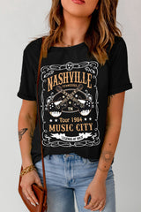 NASHVILLE MUSIC CITY Graphic Tee Shirt - SHE BADDY© ONLINE WOMEN FASHION & CLOTHING STORE