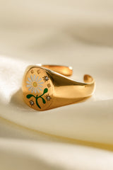 Flower Pattern Stainless Steel Open Ring - SHE BADDY© ONLINE WOMEN FASHION & CLOTHING STORE