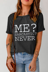 Letter Graphic Round Neck T-Shirt - SHE BADDY© ONLINE WOMEN FASHION & CLOTHING STORE