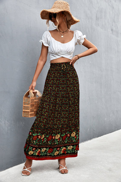 Floral Tied Maxi Skirt - SHE BADDY© ONLINE WOMEN FASHION & CLOTHING STORE