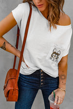 Animal Graphic Pocket Tee Shirt - SHE BADDY© ONLINE WOMEN FASHION & CLOTHING STORE