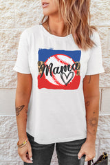 MAMA Heart Graphic Round Neck T-Shirt - SHE BADDY© ONLINE WOMEN FASHION & CLOTHING STORE