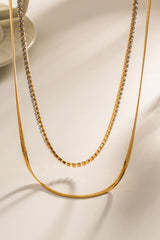 Double-Layered Inlaid Zircon Stainless Steel Necklace - SHE BADDY© ONLINE WOMEN FASHION & CLOTHING STORE