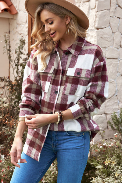 Plaid Dropped Shoulder Pocket Shacket - SHE BADDY© ONLINE WOMEN FASHION & CLOTHING STORE