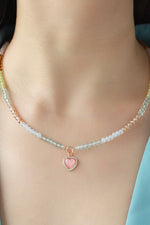 Heart Pendant Beaded Necklace - SHE BADDY© ONLINE WOMEN FASHION & CLOTHING STORE